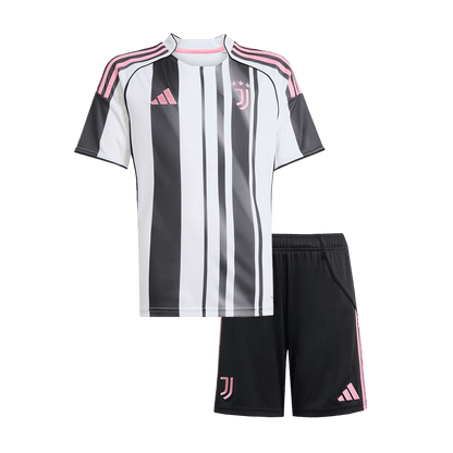 Kid's Juventus Home Soccer Jersey Kit(Jersey+Shorts) 2025/26 Black&White