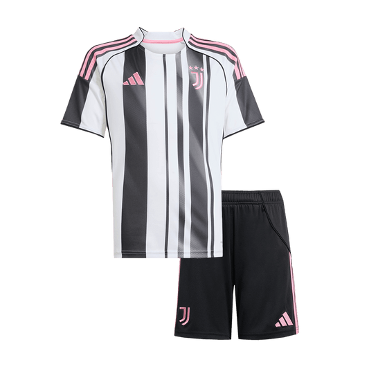 Kid's Juventus Home Soccer Jersey Kit(Jersey+Shorts) 2025/26 Black&White