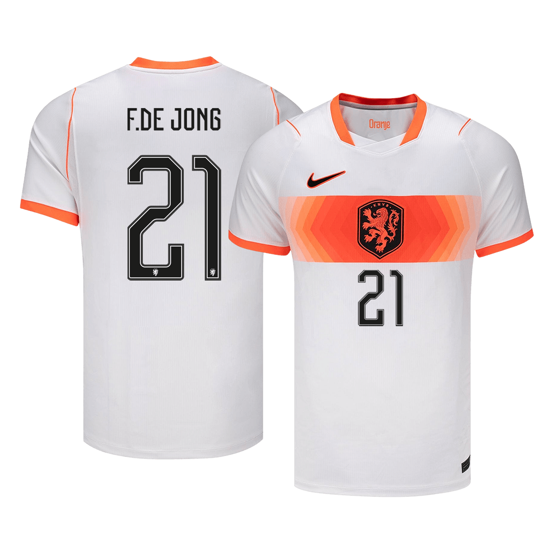 F.DE JONG #21 Netherlands Away Soccer Jersey World Cup 2026 White