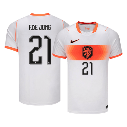 F.DE JONG #21 Netherlands Away Soccer Jersey World Cup 2026 White