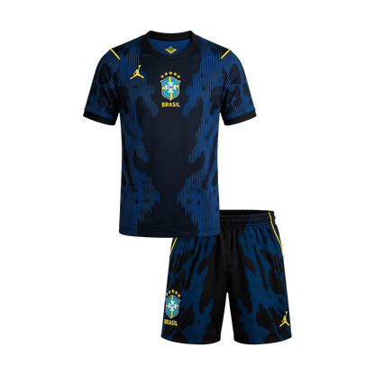 Kid's Brazil Away Soccer Jersey Kit(Jersey+Shorts) 2026