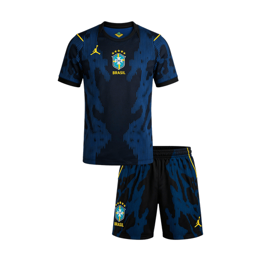 Kid's Brazil Away Soccer Jersey Kit(Jersey+Shorts) 2026