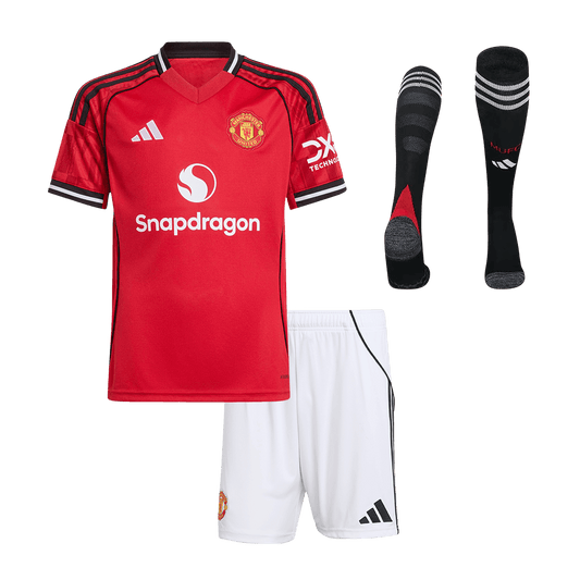 Kid's Manchester United Home Soccer Jersey Kit(Jersey+Shorts+Socks) 2025/26