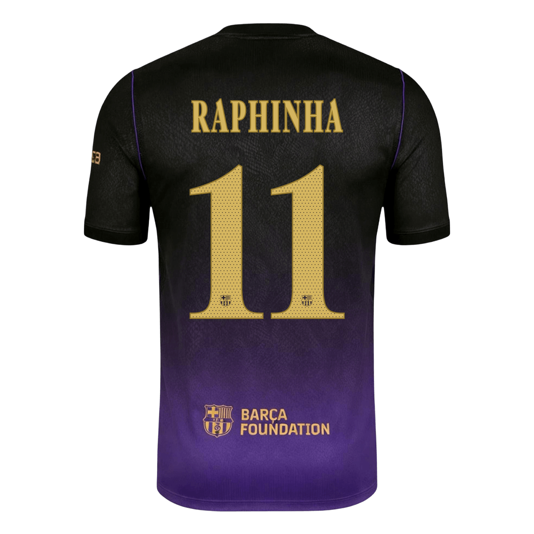 RAPHINHA #11 Barcelona x Kobe Bryant Away Football Jersey 2026/27 Black/Purple- UCL - image 3