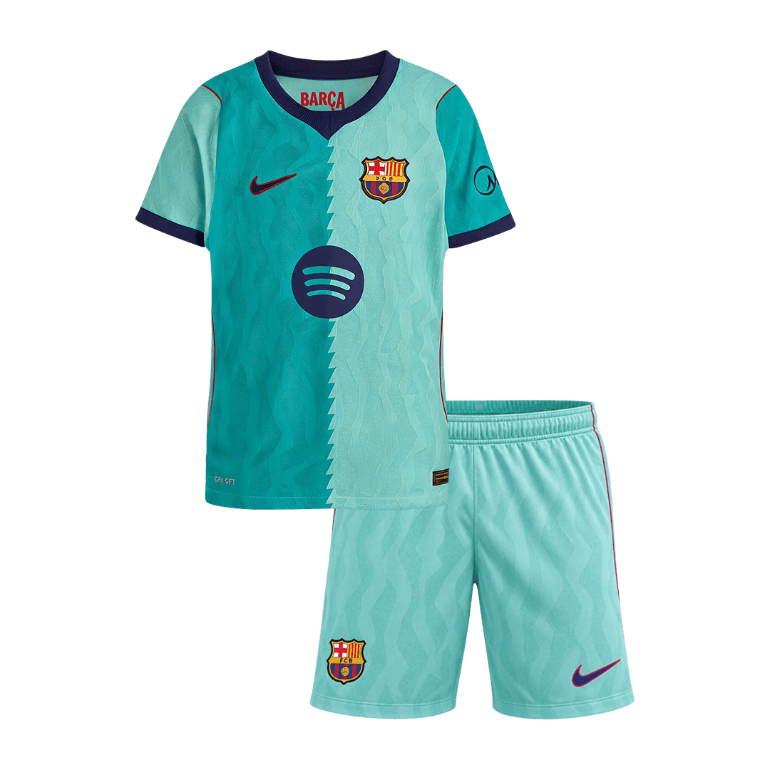 Player Version Kids Barcelona Third Soccer Jersey Kit (Jersey+Shorts) 2026/27 Blue