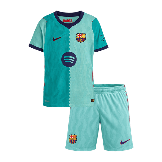 Player Version Kids Barcelona Third Football Jersey Kit (Jersey+Shorts) 2026/27 Blue