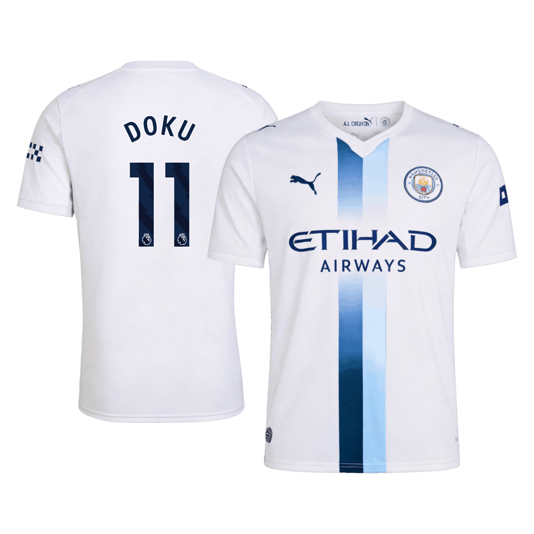 DOKU #11 Manchester City Third Football Jersey 2026/27 White