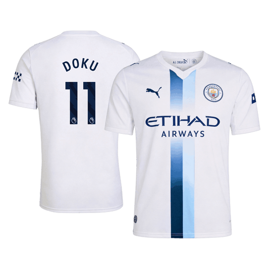 DOKU #11 Manchester City Third Football Jersey 2026/27 White