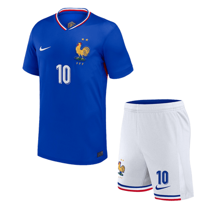 Kid's MBAPPE #10 France Home Soccer Jersey Kit(Jersey+Shorts) Euro 2024