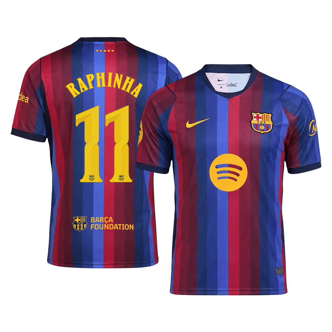 RAPHINHA #11 Men Fan 26/27 Barcelona Home Soccer Jersey Short Sleeve Blue&Garnet - UCL