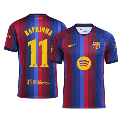 RAPHINHA #11 Men Fan 26/27 Barcelona Home Soccer Jersey Short Sleeve Blue&Garnet - UCL