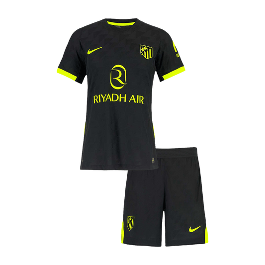 Kids Atletico Madrid Away Football Jersey Kit (Jersey+Shorts) 2026/27 Black