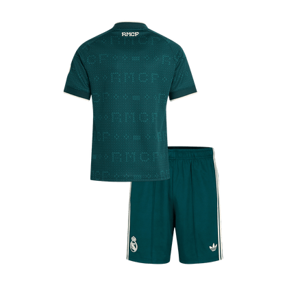 Kids Real Madrid Away Soccer Jersey Kit (Jersey+Shorts) 2026/27 Green