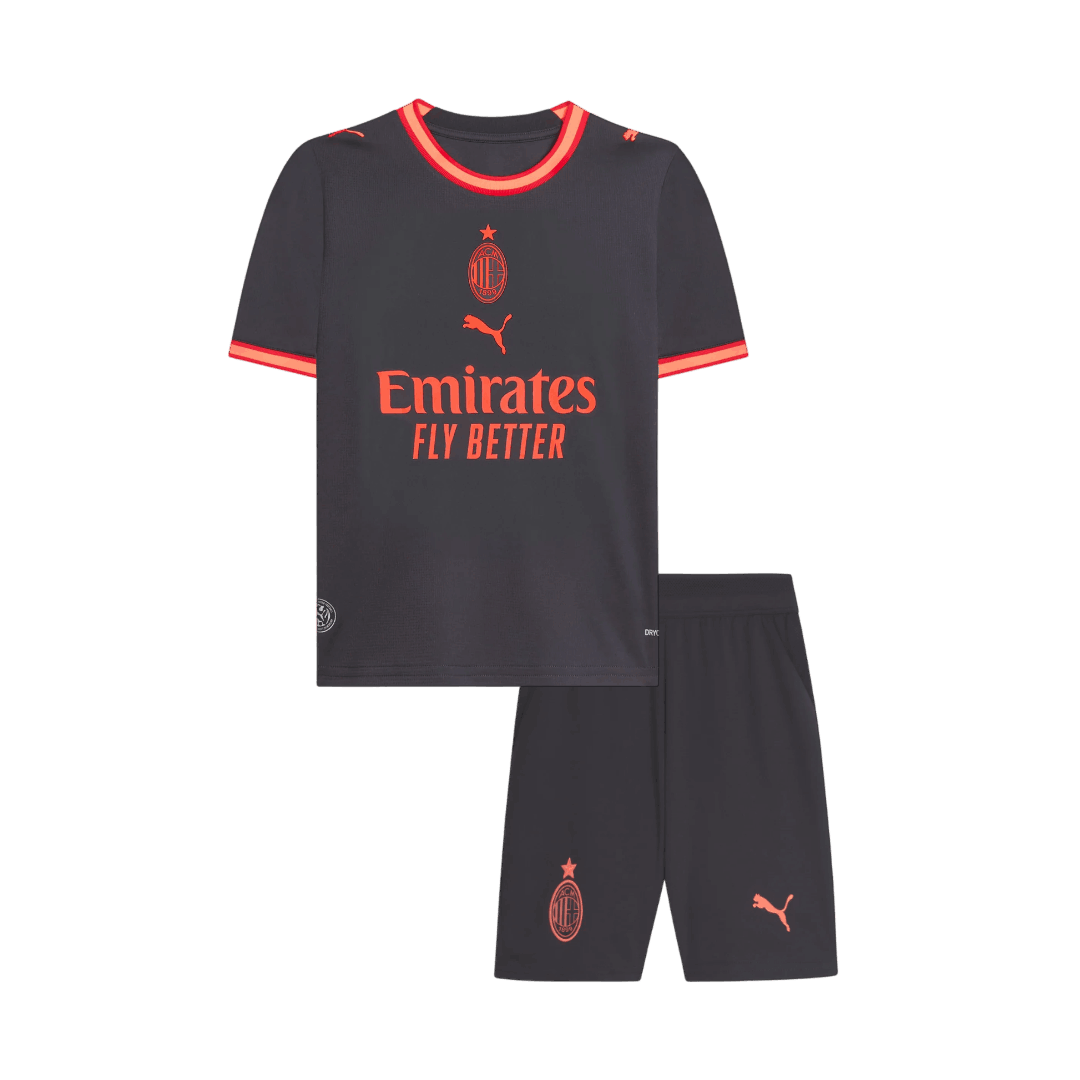 Kids AC Milan Third Soccer Jersey Kit (Jersey+Shorts) 2026/27 Black