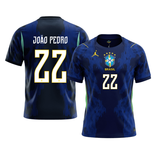 JO�O PEDRO #22 Brazil Away Football Shirt World Cup 2026 Navy