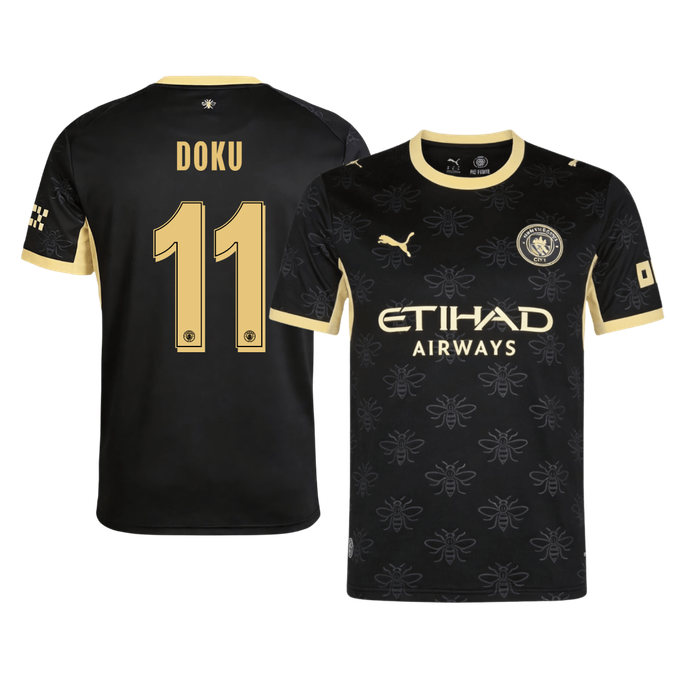 DOKU #11 Manchester City Away Soccer Jersey 2026/27 Black - UCL