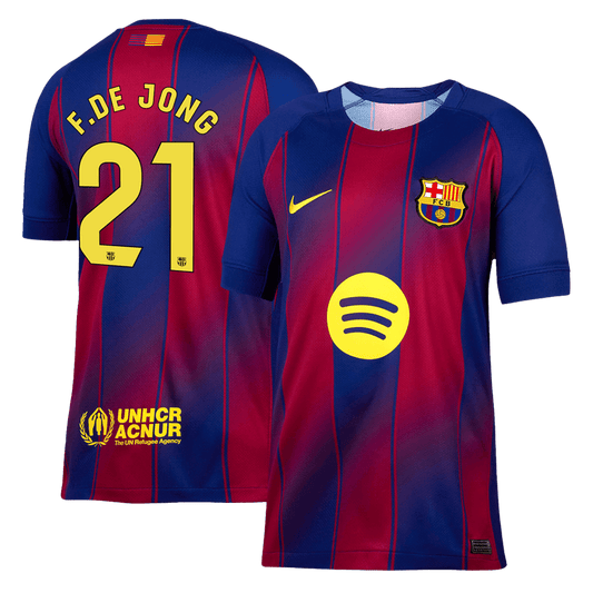 F.DE JONG #21 Barcelona Home Soccer Jersey 2025/26 Red&Blue