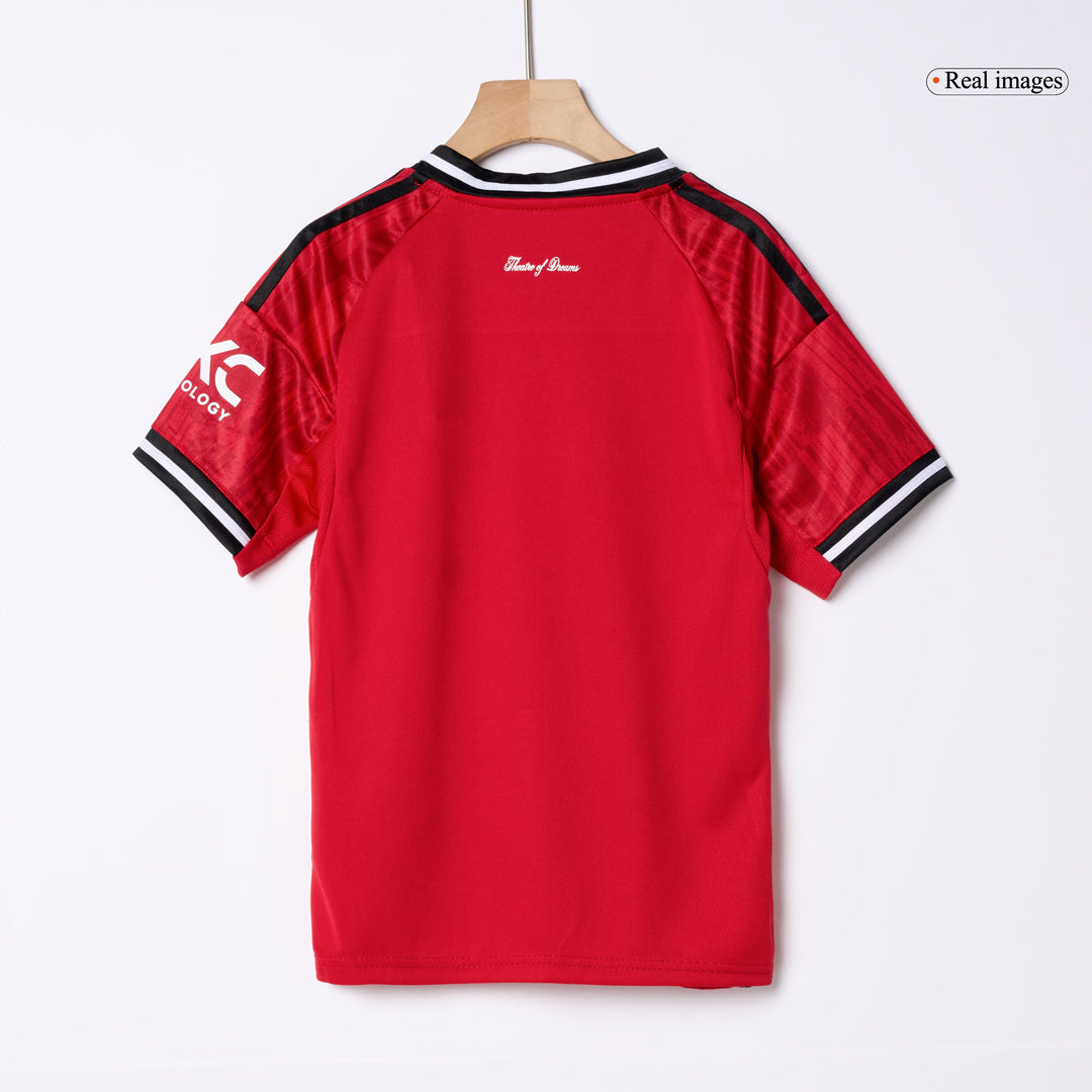 Kid's Manchester United Home Soccer Jersey Kit(Jersey+Shorts) 2025/26 Red