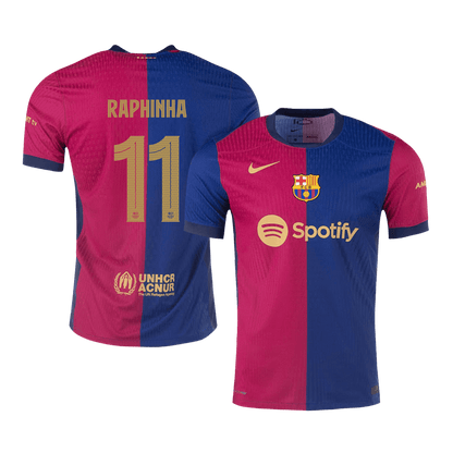RAPHINHA #11 Authentic Barcelona Home Soccer Jersey 2024/25 Red&Blue - UCL