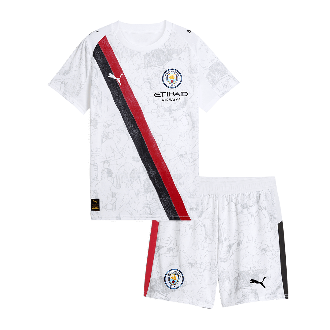 Kid's Manchester City KidSuper Soccer Jersey Kit(Jersey+Shorts) 2025/26 White - Club World Cup