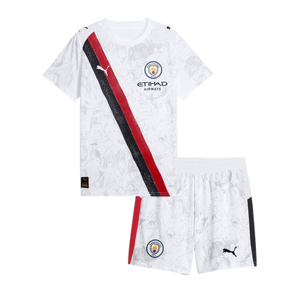 Kid's Manchester City KidSuper Soccer Jersey Kit(Jersey+Shorts) 2025/26 White - Club World Cup
