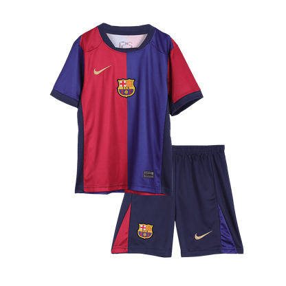 Kid's Barcelona Home Soccer Jersey Kit(Jersey+Shorts) 2024/25 Spotify Logo Without Text