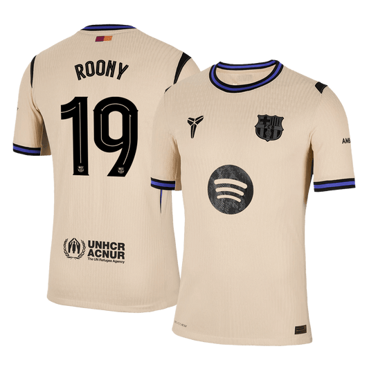 ROONY #19 Authentic Barcelona Away Soccer Jersey 2025/26 Yellow - UCL