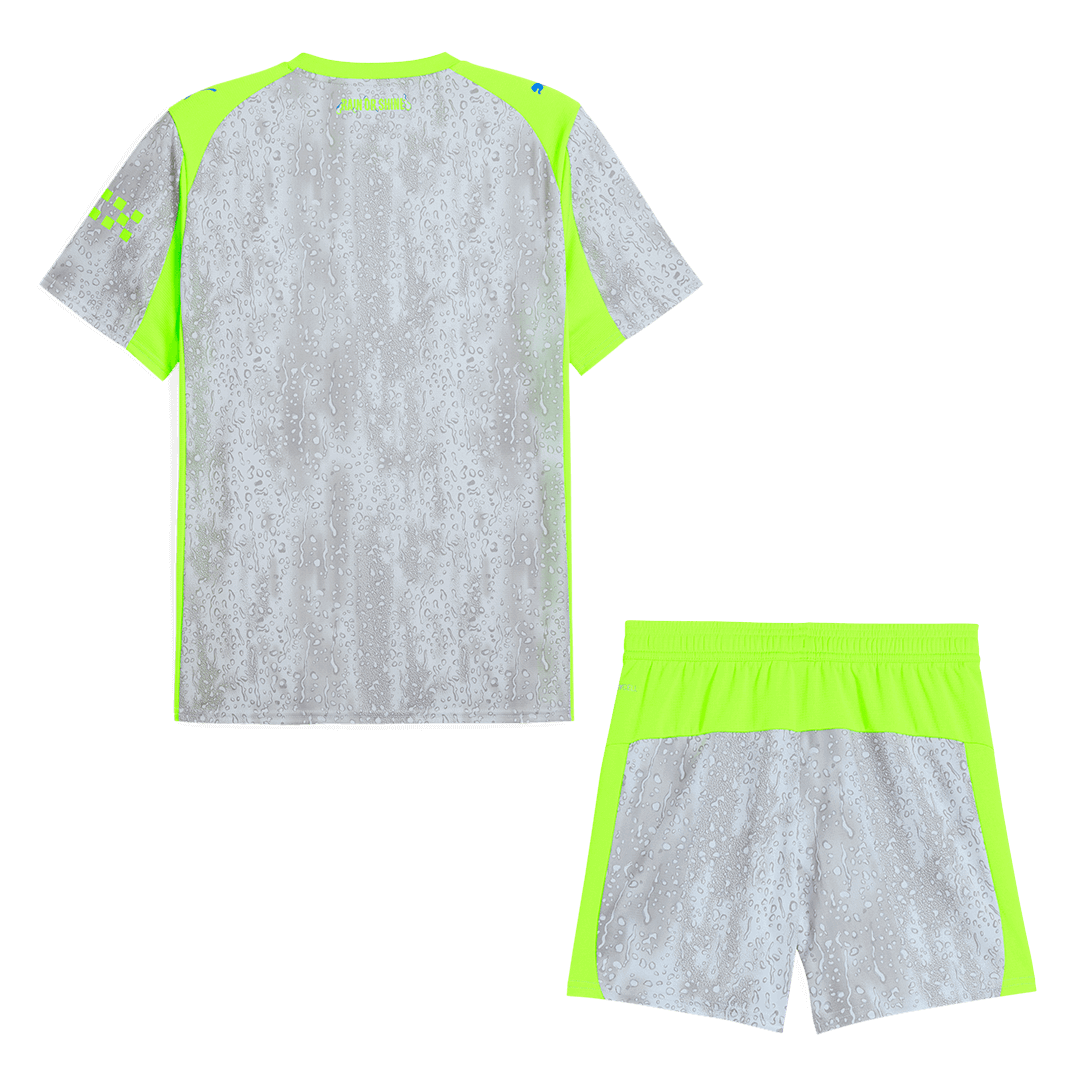 Manchester City Third Away Soccer Jersey Kit(Jersey+Shorts) 25/26 Gray