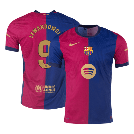 Authentic LEWANDOWSKI #9 Barcelona Home Soccer Jersey 2024/25 - Spotify Logo Without Text