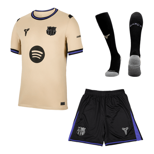 Barcelona Away Soccer Jersey Kit(Jersey+Shorts+Socks) 2025/26 Yellow&Black