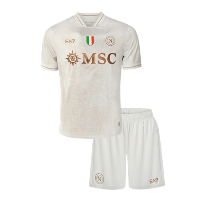 Kid's 25/26 Napoli Away Kit(Jersey+Shorts) White