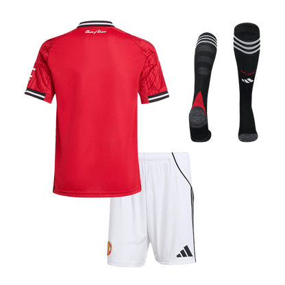 Kid's Manchester United Home Soccer Jersey Kit(Jersey+Shorts+Socks) 2025/26 Red