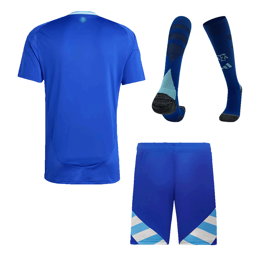 Men's Argentina Away Soccer Jersey Kit  (Jersey+Shorts+Socks) 2024