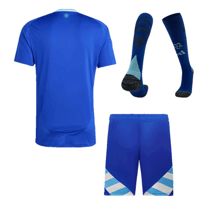 Men's Argentina Away Soccer Jersey Kit  (Jersey+Shorts+Socks) 2024