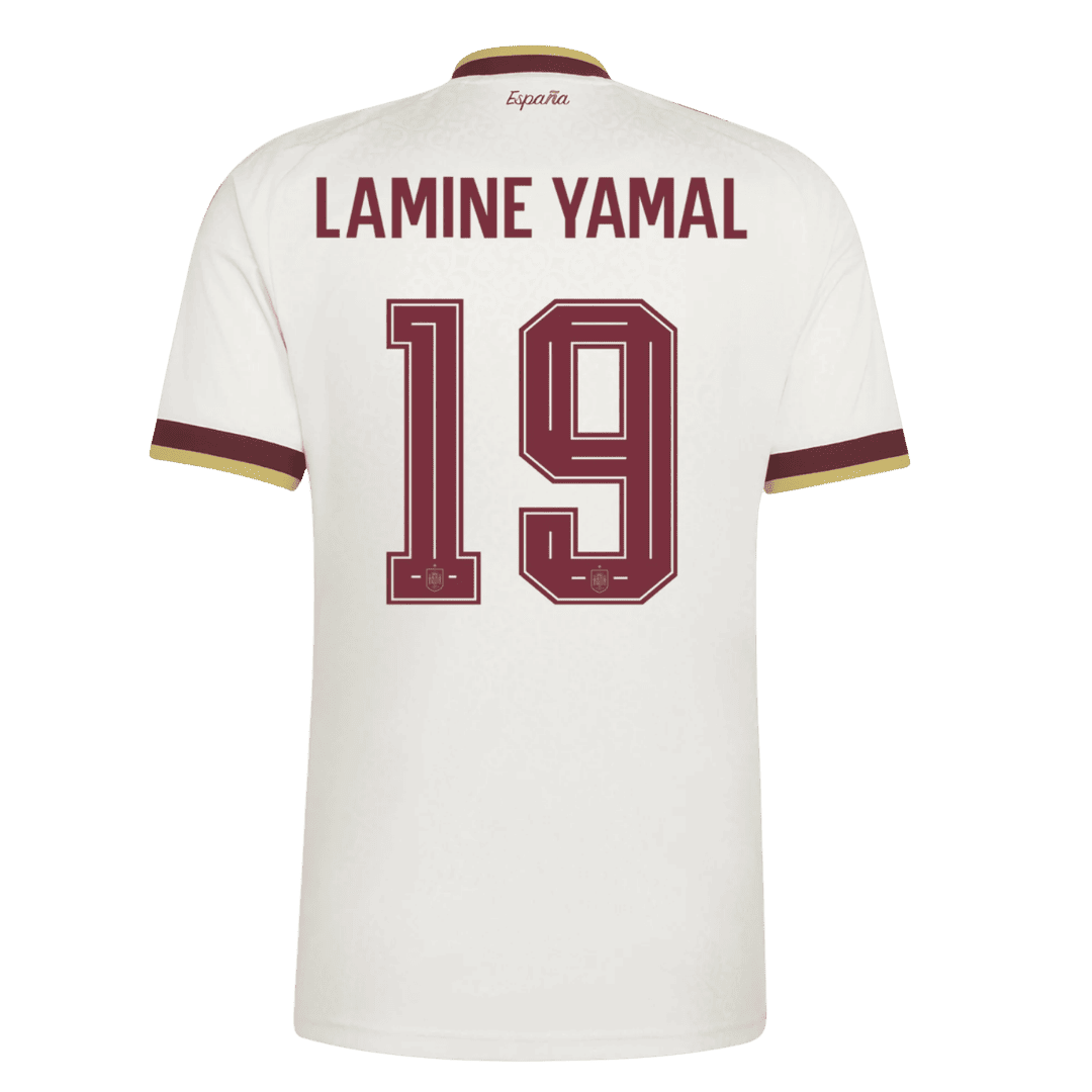  Lamine Yamal 19 ホワイトシャツ LAMINE YAMAL #19 Spain Away Football Shirt World Cup 2026 White