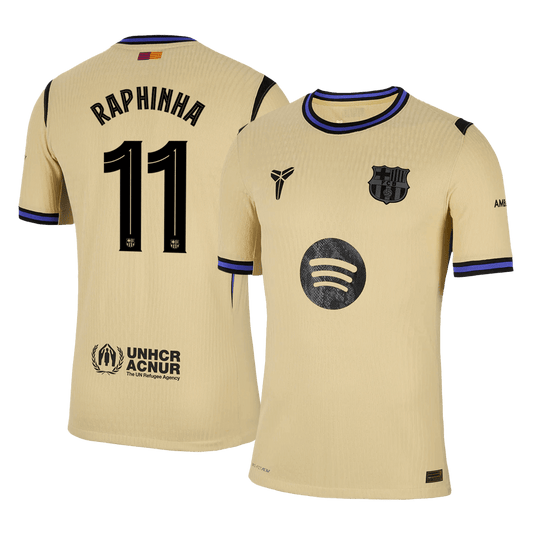 Authentic RAPHINHA #11 Barcelona Away Soccer Jersey 2025/26 Yellow - UCL
