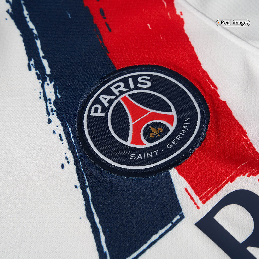 KVARATSKHELIA #7 PSG Away Soccer Jersey 2024/25 White - UCL