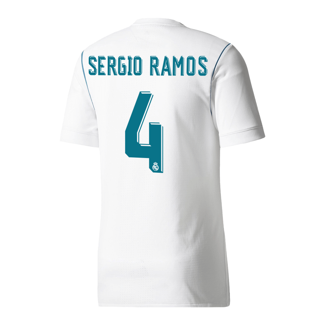 SERGIO RAMOS #4 Retro 2017/18 Real Madrid Home Soccer Jersey White