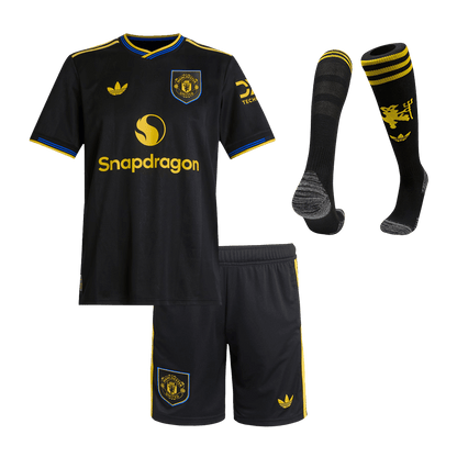 Kid's Manchester United Third Away Soccer Jersey Kit(Jersey+Shorts+Socks) 25/26 Black