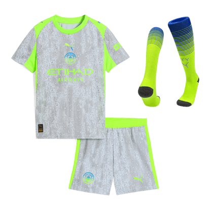 Kid's Manchester City Third Away Soccer Jersey Kit(Jersey+Shorts+Socks) 2025/26