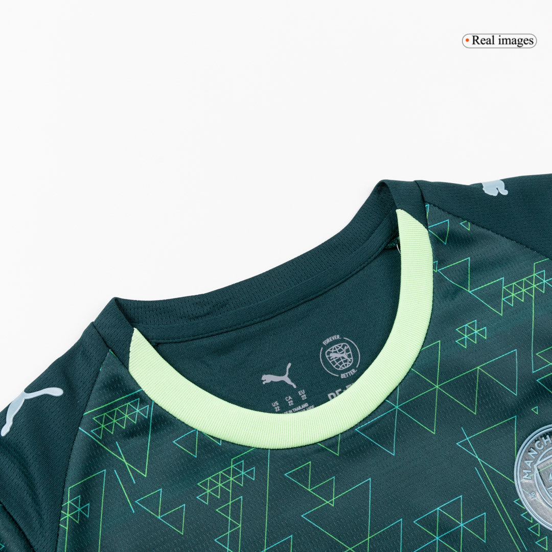 Kid's Manchester City Fourth Soccer Jersey Kit(Jersey+Shorts) 25/26 Green