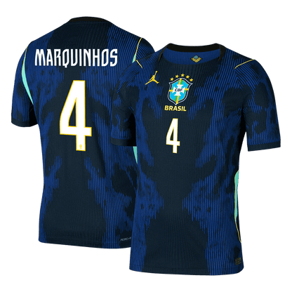 Authentic MARQUINHOS #4 Brazil Away Soccer Jersey 2026