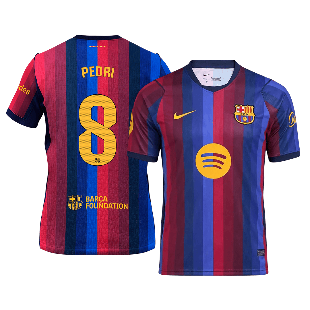 PEDRI #8 Men Fan 26/27 Barcelona Home Soccer Jersey Short Sleeve Blue&Garnet