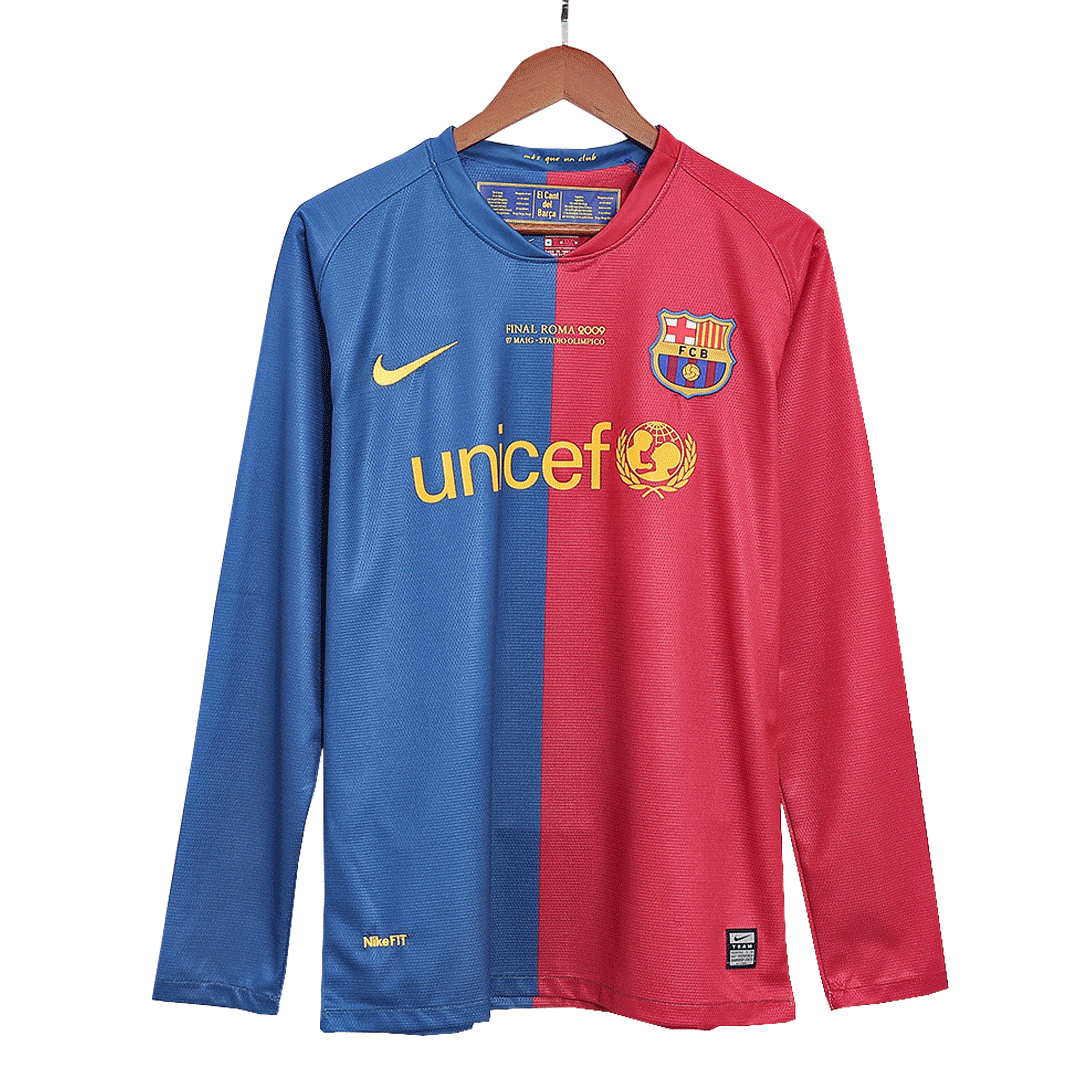 Retro A.INIESTA #8 2008/09 Barcelona Home Long Sleeve Soccer Jersey - UCL Final