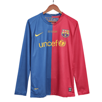 Retro A.INIESTA #8 2008/09 Barcelona Home Long Sleeve Soccer Jersey - UCL Final