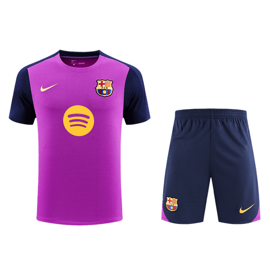 Barcelona Pre-Match Training Soccer Jersey Kit(Jersey+Shorts) 2025/26 Purple