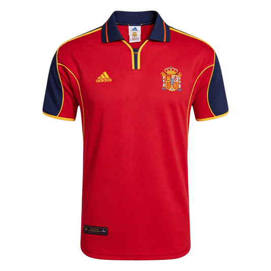 Men Retro Fan Version 2000 Spain Home Soccer Jersey Short Sleeve Red
