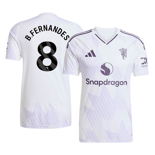 B.FERNANDES #8 Manchester United Away Soccer Jersey 2025/26 White