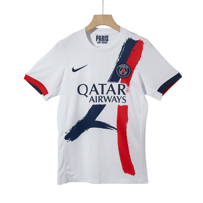 KVARATSKHELIA #7 PSG Away Soccer Jersey 2024/25 White - UCL