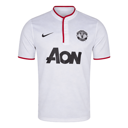 Men Retro Fan Version 13/14 Manchester United Away Soccer Jersey White